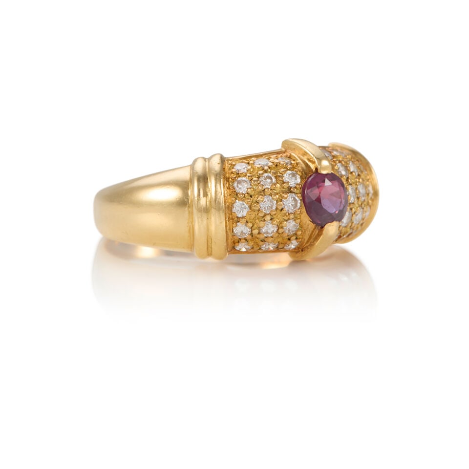 18K GOLD, RUBY, AND DIAMOND RING - 2