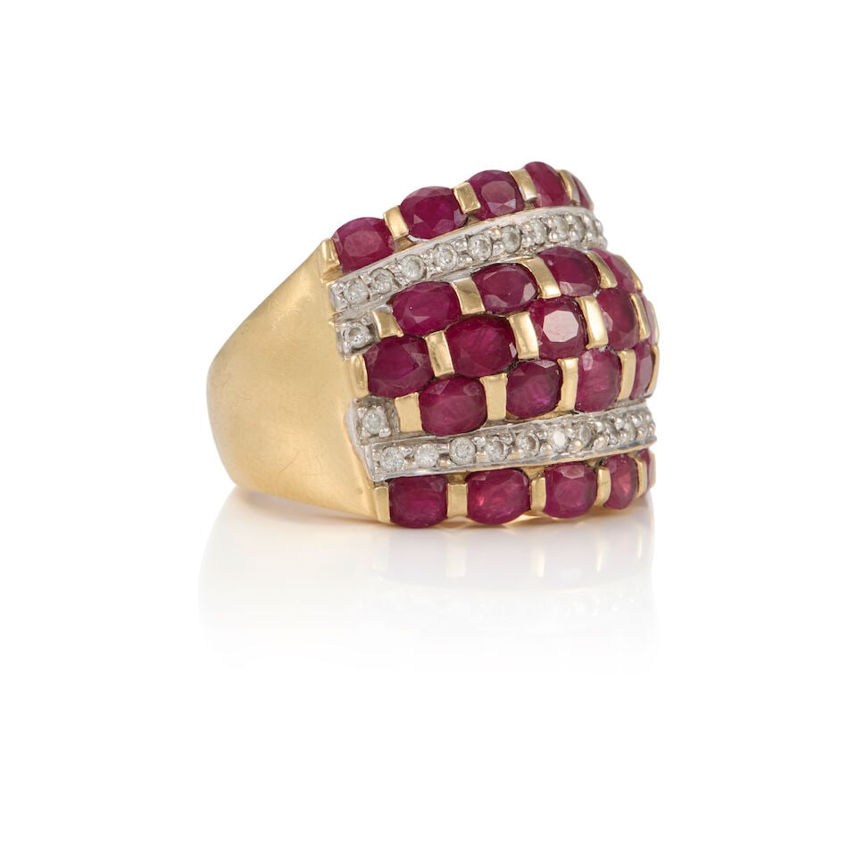 14K GOLD, RUBY, AND DIAMOND RING - 2