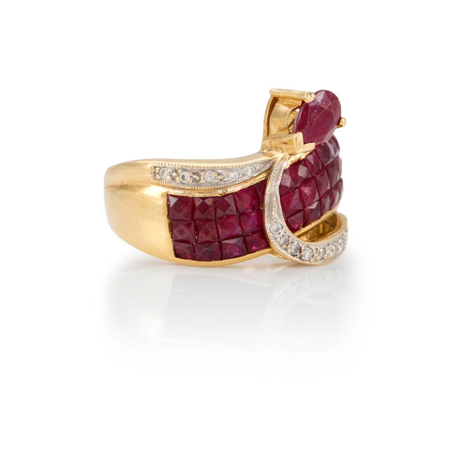 18K GOLD, RUBY, AND DIAMOND RING - 2