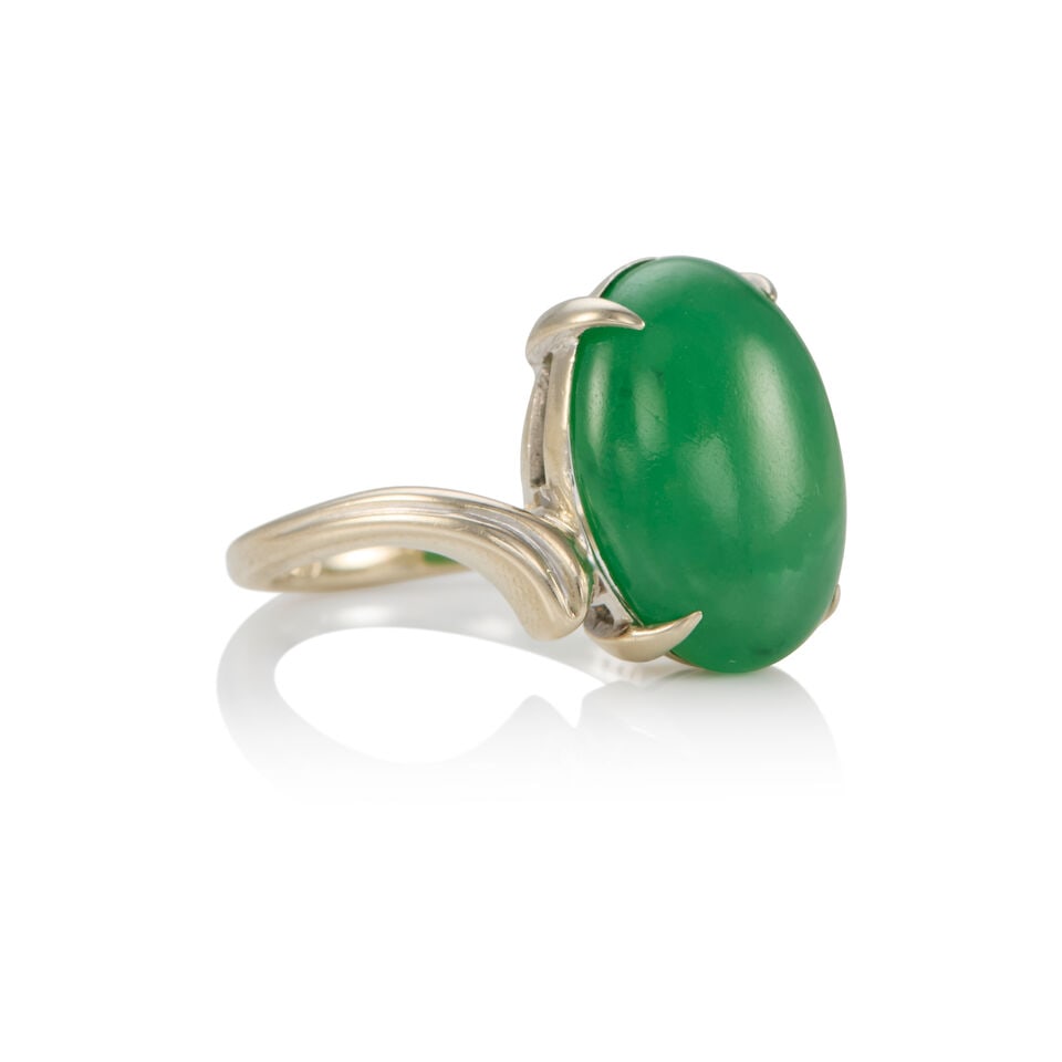 14K GOLD AND JADE RING WITH GIA REPORT - 3