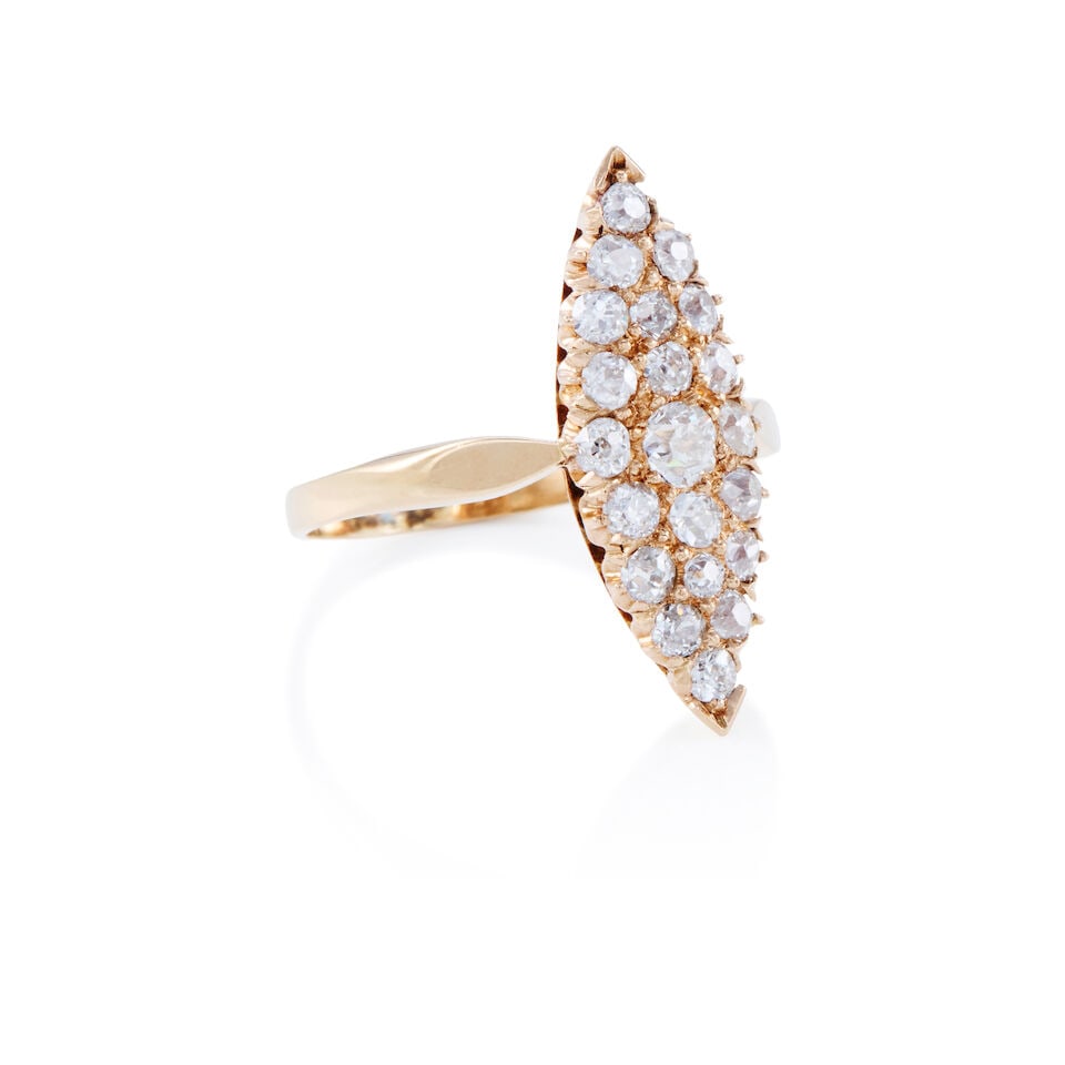 ANTIQUE 14K GOLD AND DIAMOND RING - 2
