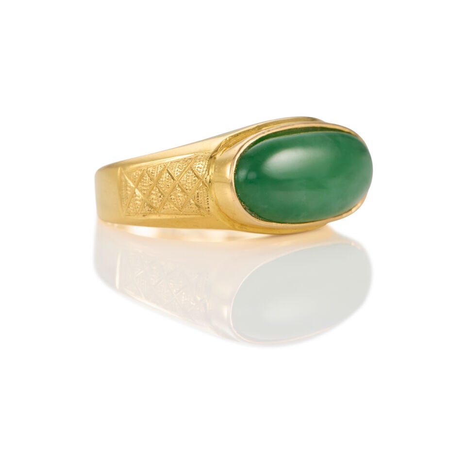 18K GOLD AND JADE RIGN WITH GIA REPORT - 3