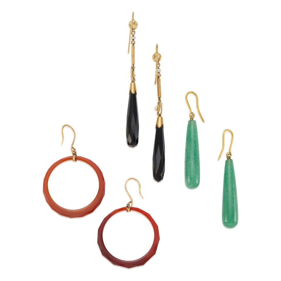VICTORIAN GOLD AND GEMSTONE EARRINGS - 2