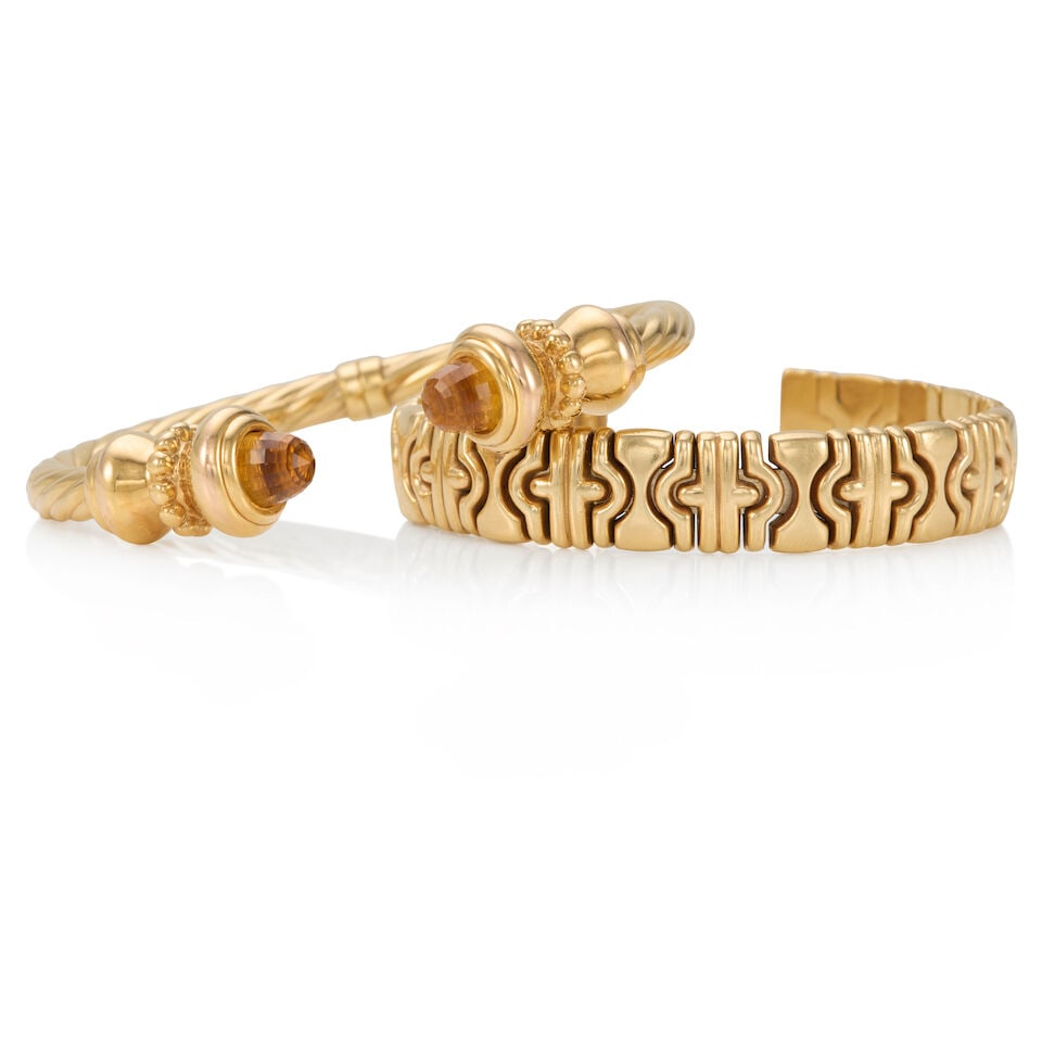 TWO 14K GOLD CUFF BRACELETS - 2