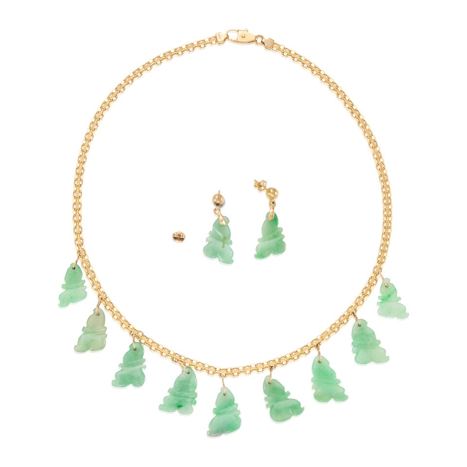 14K GOLD AND JADE SET - 2