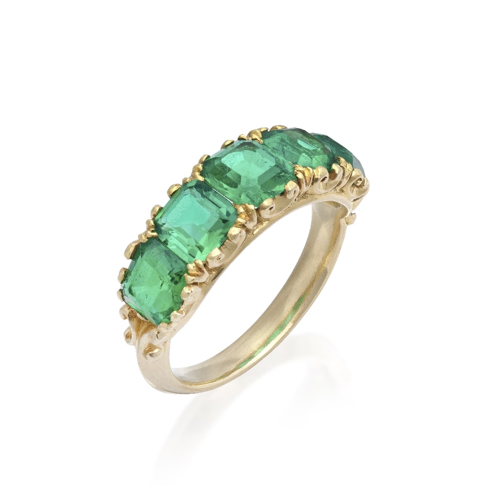 EMERALD FIVE-STONE RING, LATE 19TH CENTURY (1 of 1)