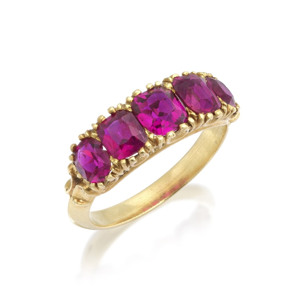 RUBY FIVE-STONE RING, LATE 19TH CENTURY (1 of 1)