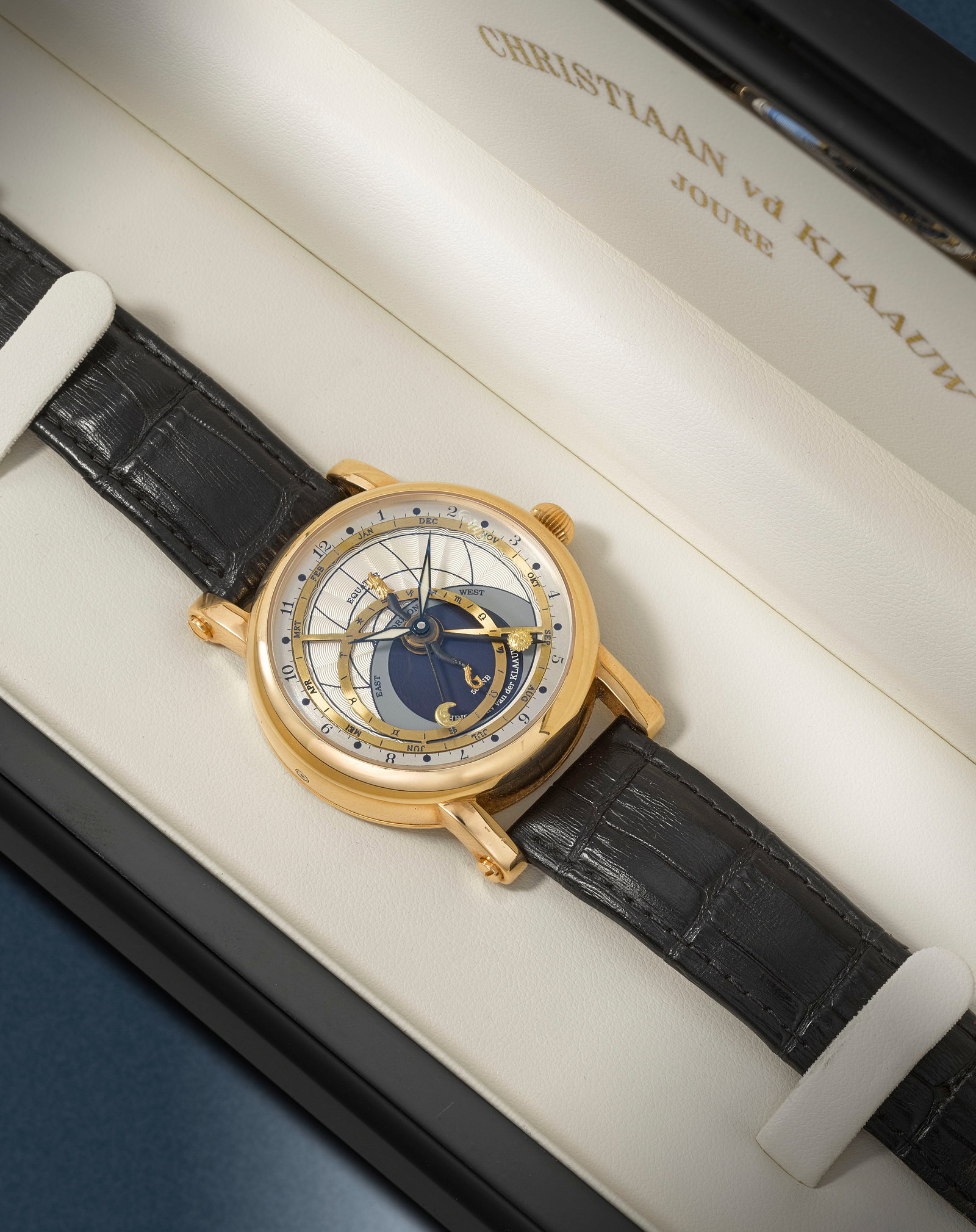 Christiaan van der Klaauw. A rare and unusual 18K rose gold automatic astrological wristwatch wi... (1 of 1)