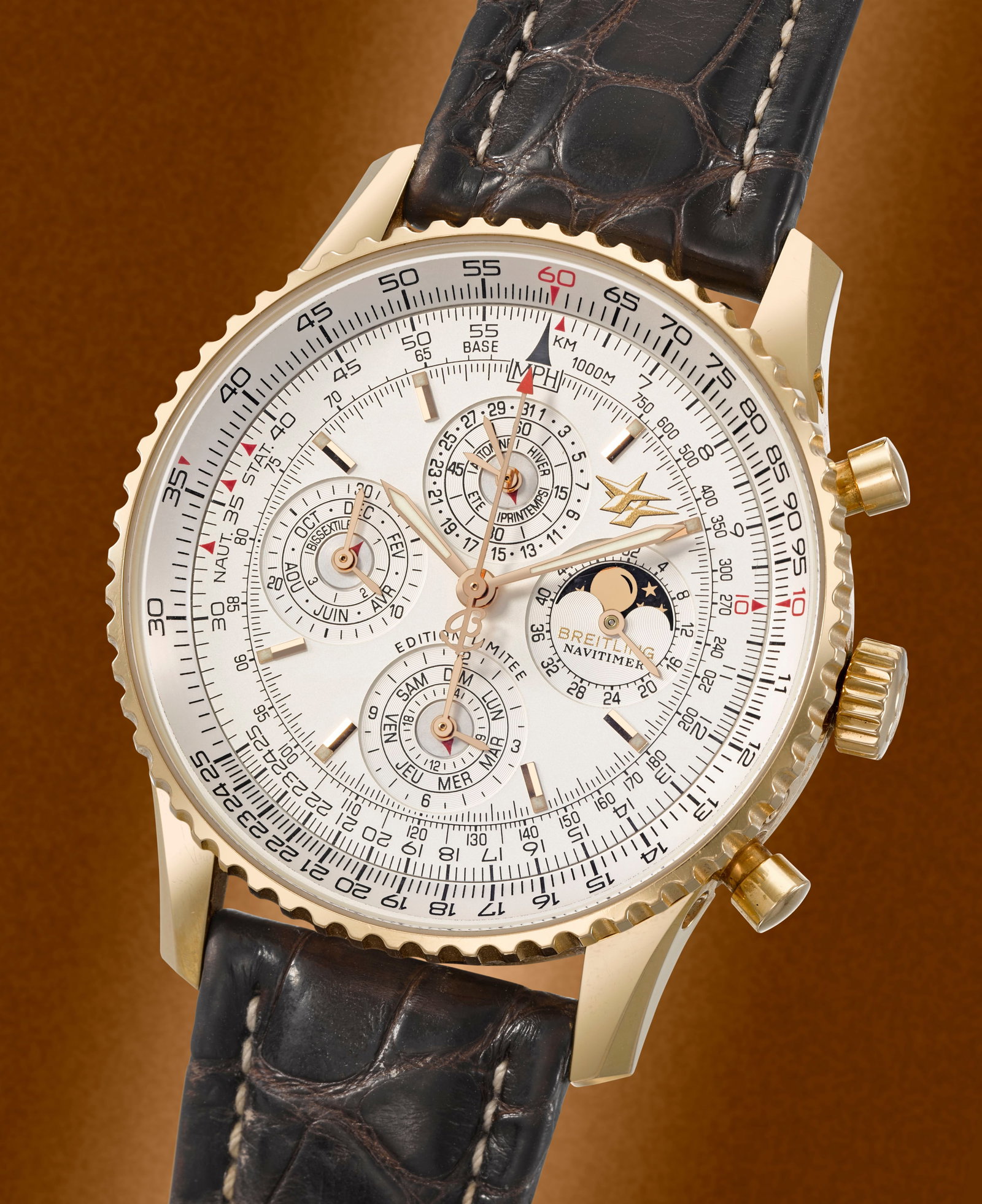 Breitling. A fine and rare Limited Edition 18K rose gold automatic perpetual calendar chronograp... (1 of 1)