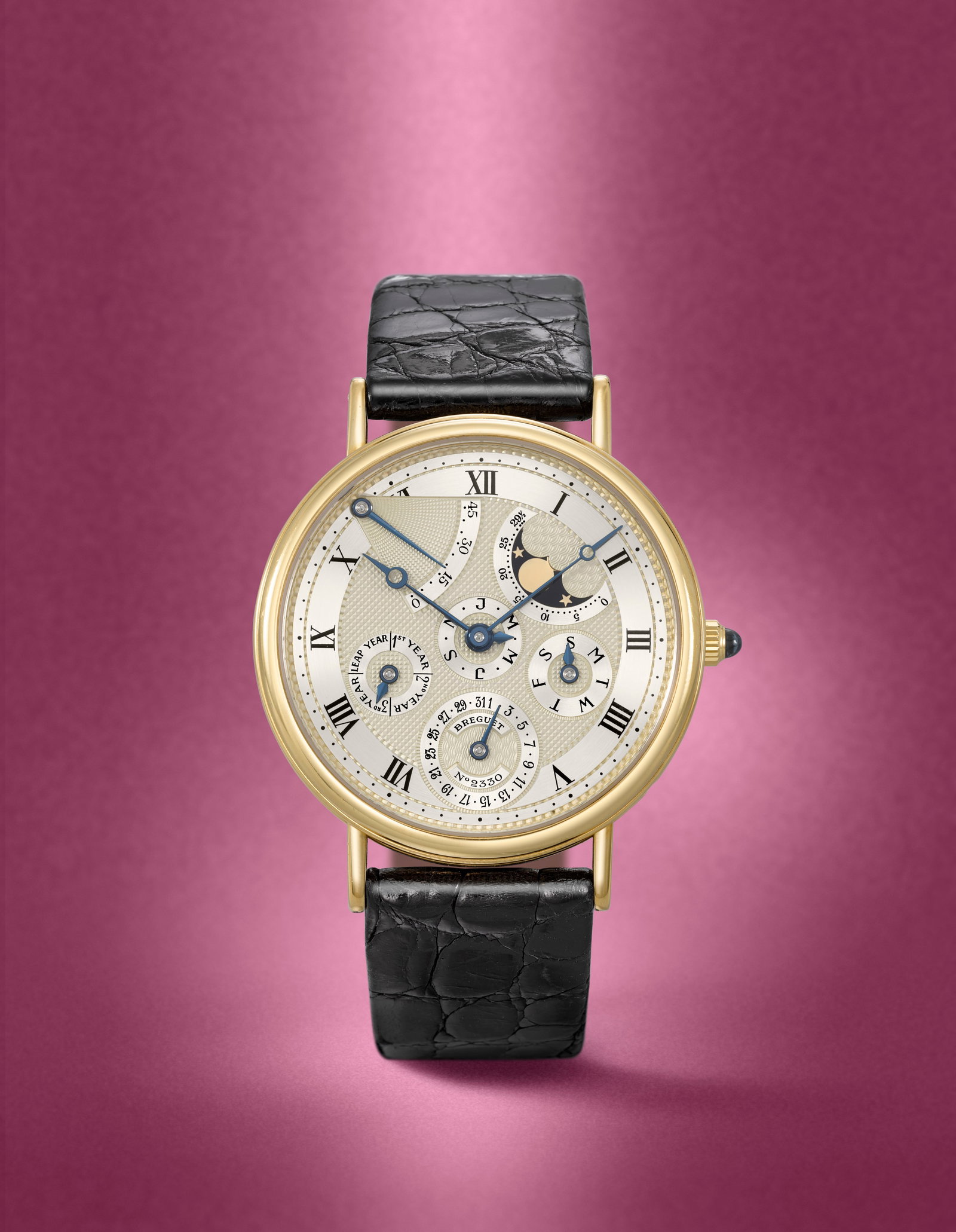 Breguet. A fine and rare 18K gold automatic perpetual calendar wristwatch with moon phase and po... (1 of 1)
