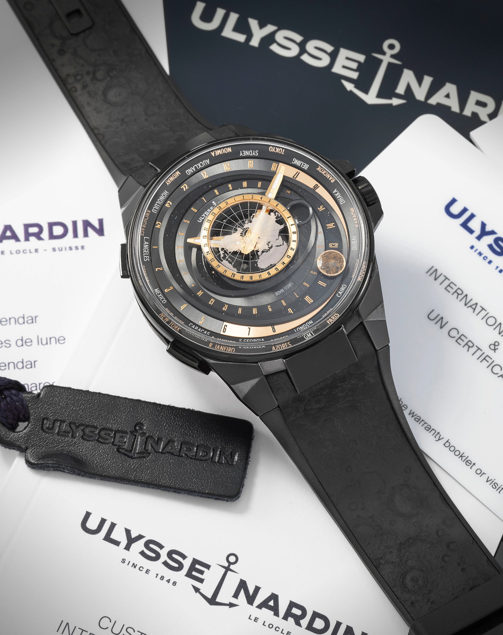 Ulysse Nardin. A rare and unusual titanium and black ceramic automatic astronomical wristwatch w... (1 of 1)