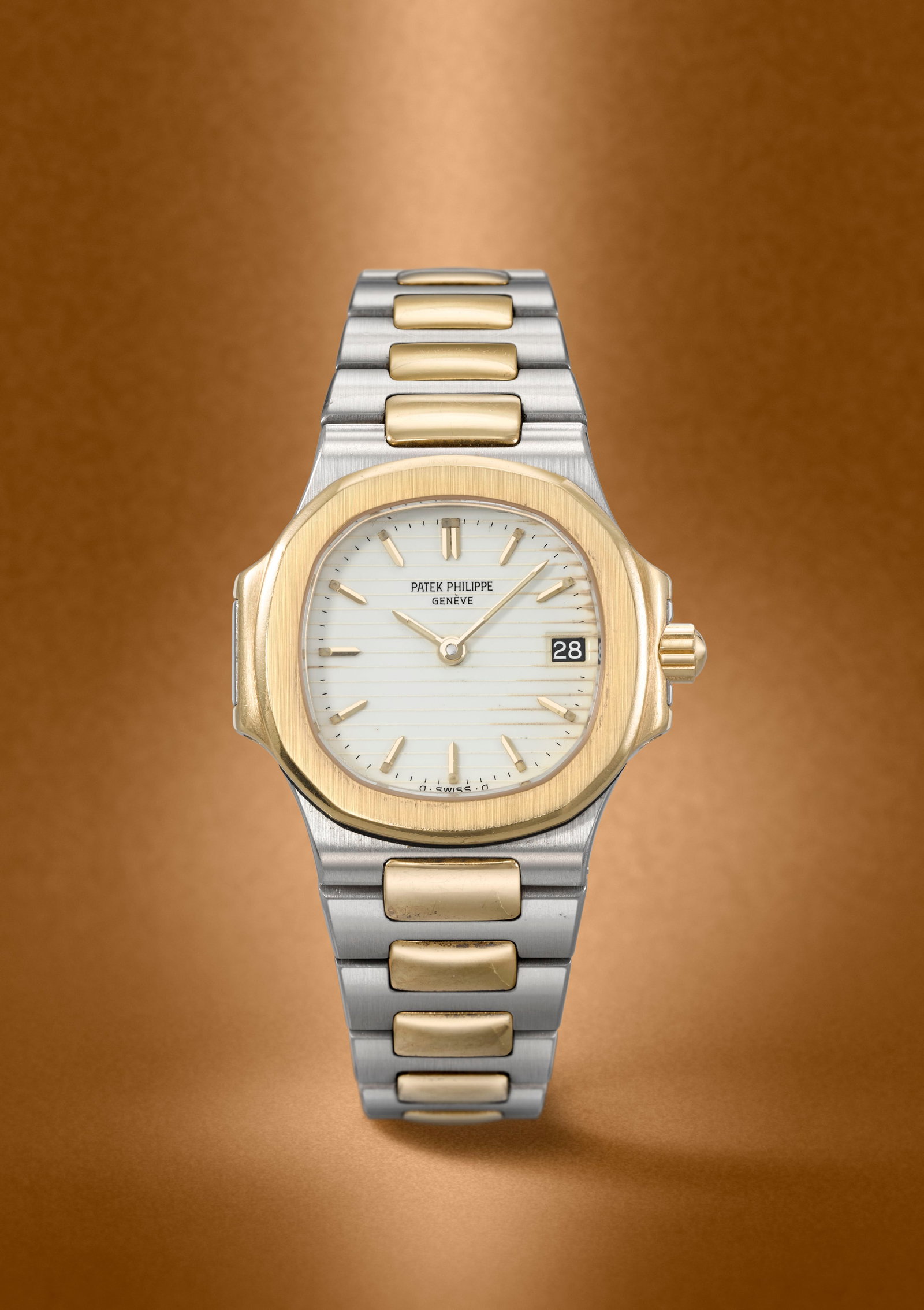 Patek Philippe. A lady's stainless steel and gold quartz calendar bracelet watch with sigma dial... (1 of 1)