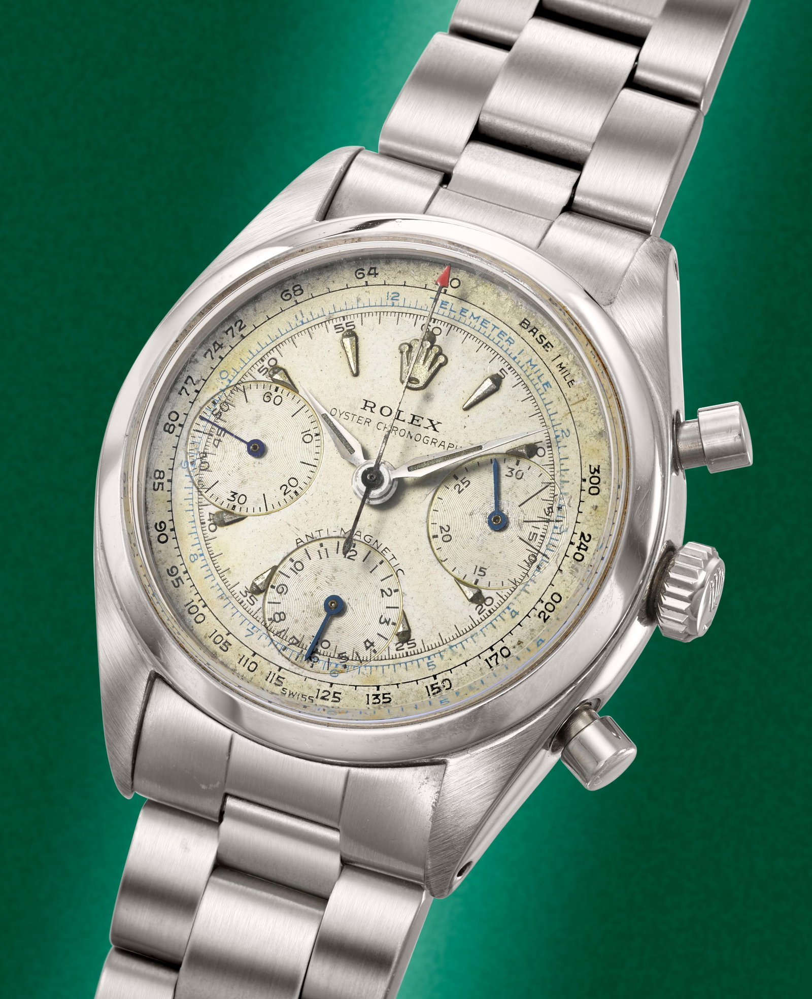 Rolex. A rare stainless steel manual wind bracelet watch Anti-Magnetic Oyster Chronograph 'Pre-... (1 of 1)
