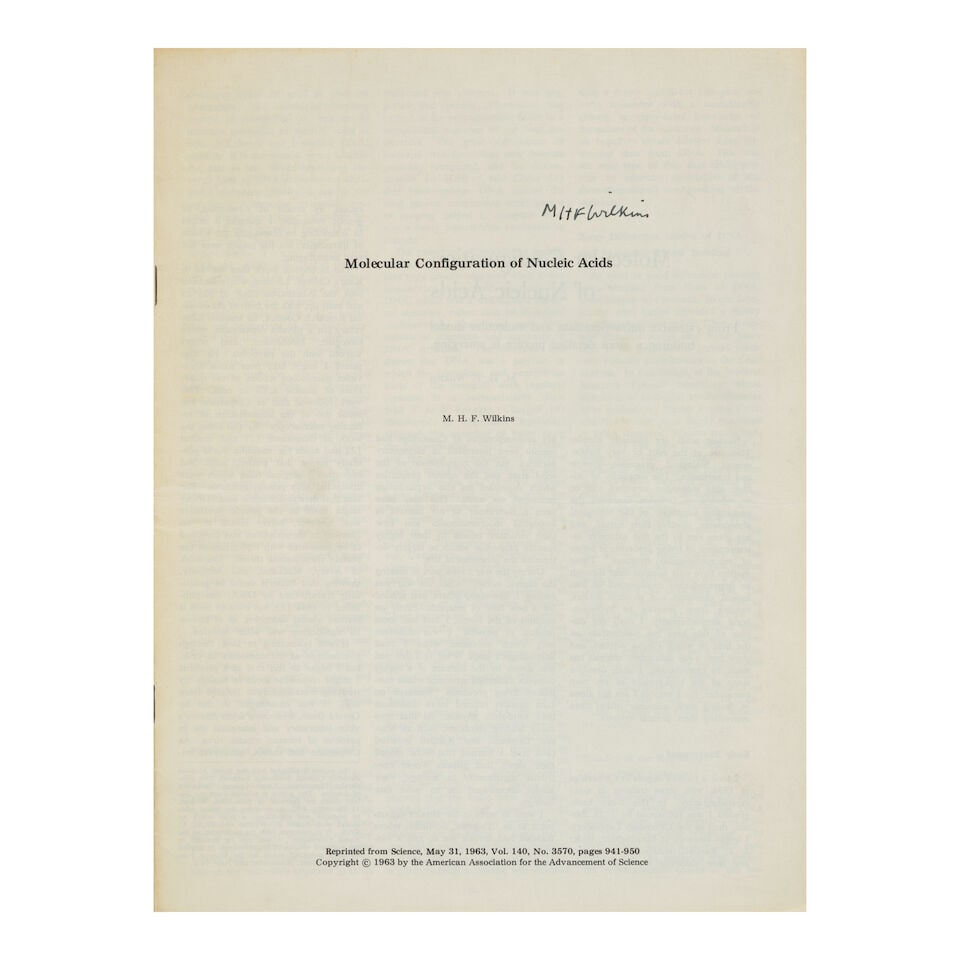 X-ray diffraction studies of the DNA molecule. WILKINS, MAURICE. (1916-2004). et. al. Group of n... - 2