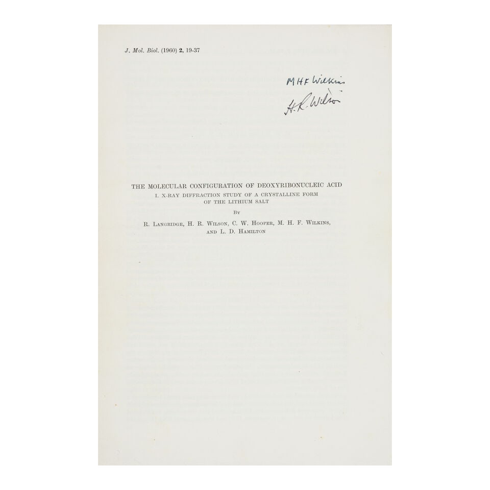 X-ray diffraction studies of the DNA molecule. WILKINS, MAURICE. (1916-2004). et. al. Group of n... - 4