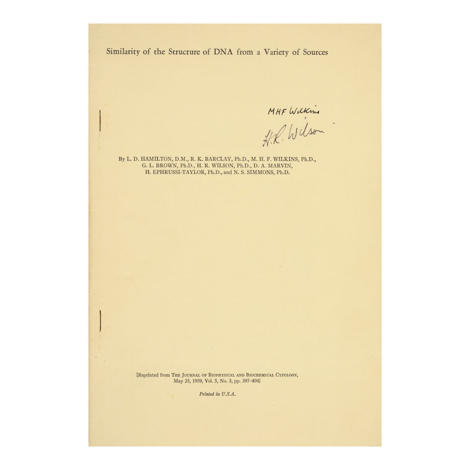 X-ray diffraction studies of the DNA molecule. WILKINS, MAURICE. (1916-2004). et. al. Group of n... - 5