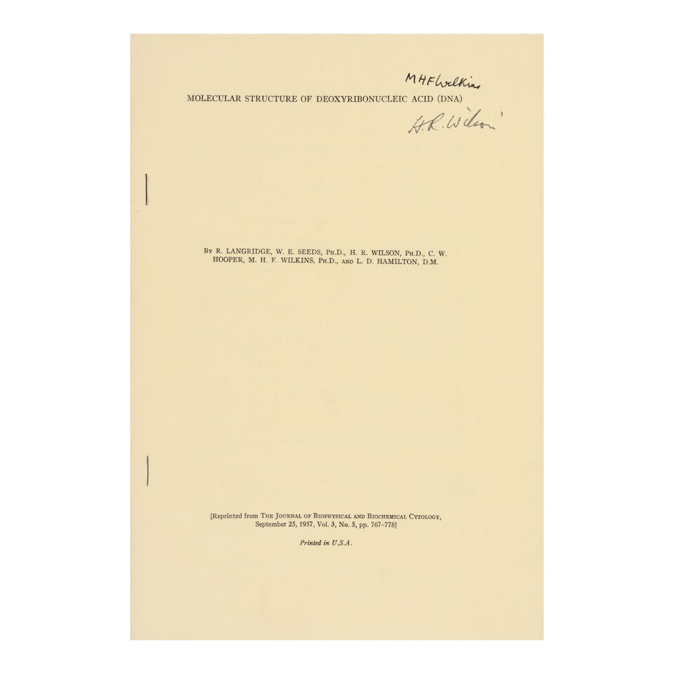 X-ray diffraction studies of the DNA molecule. WILKINS, MAURICE. (1916-2004). et. al. Group of n... - 7
