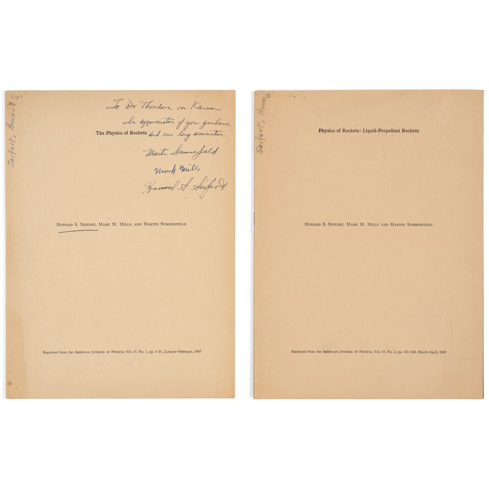 Presented to Theodore von Kármán. Seifert, Howard S.; Mills, Mark M. (1917-58) and Sum... (1 of 1)
