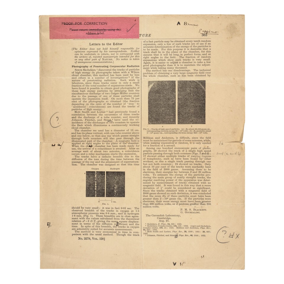Cosmic rays. FERMI, ENRICO. 1901-1954. GUISSEPPE OCCHIALINI and others. Archive of correspondenc... - 10