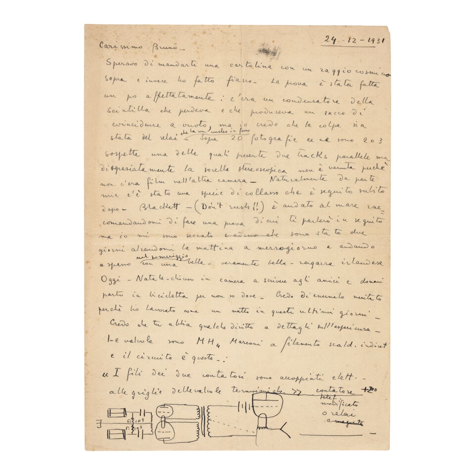 Cosmic rays. FERMI, ENRICO. 1901-1954. GUISSEPPE OCCHIALINI and others. Archive of correspondenc... - 8