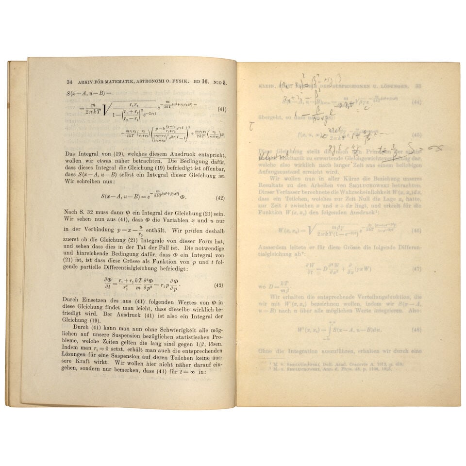Klein, Oskar (1894-1977). Zur statistischen Theorie der Suspension und Lösungen. Inaugural-... - 2