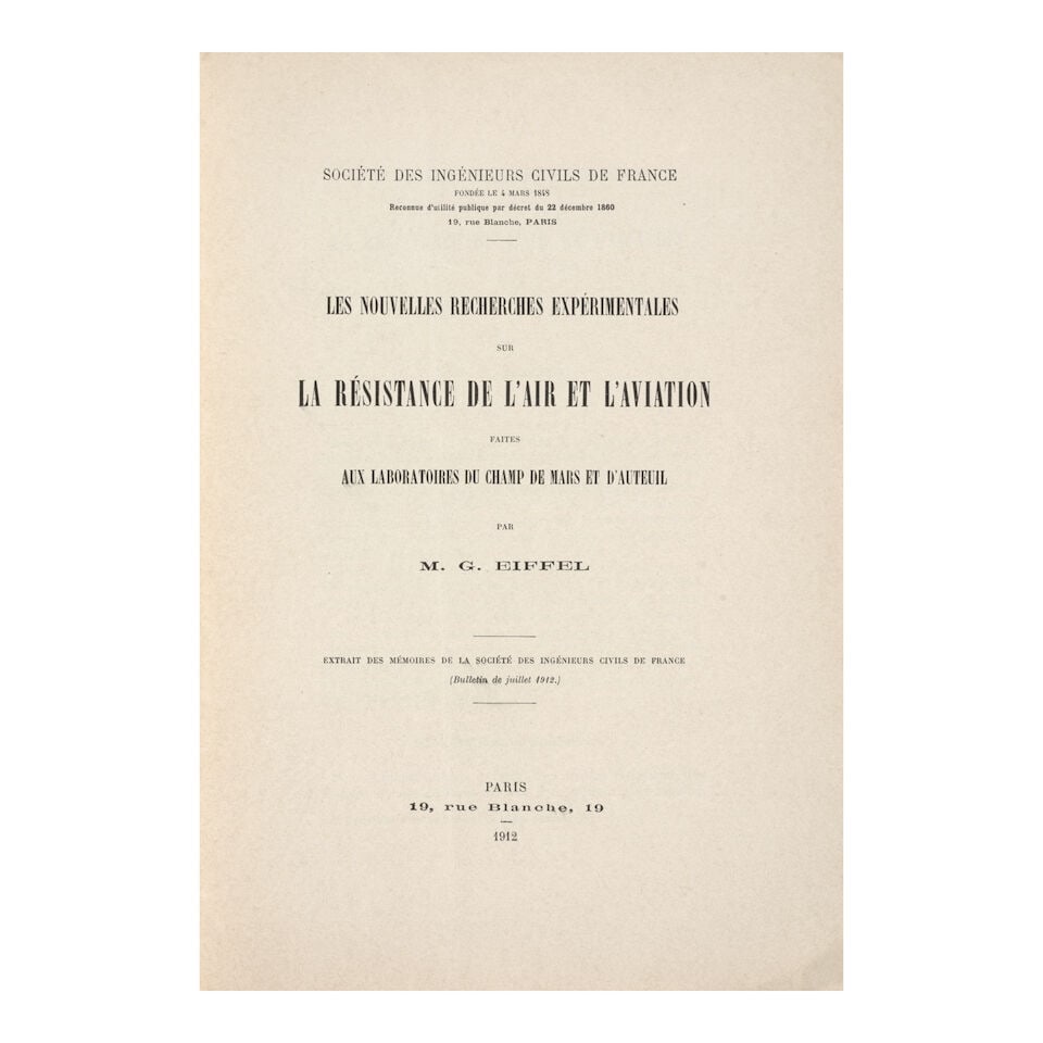 From the Library of THEODORE VON KÁRMÁN. EIFFEL, GUSTAVE (1832-1923) Installation d'un... - 4
