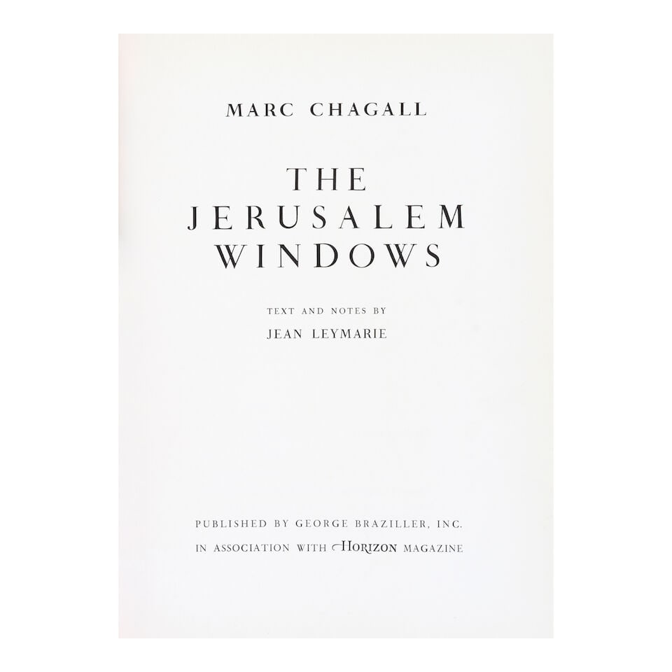 Chagall, Windows CHAGALL, MARC (1887-1985) & JEAN LEYMARIE. The Jerusalem Windows. New York: Geo... - 6