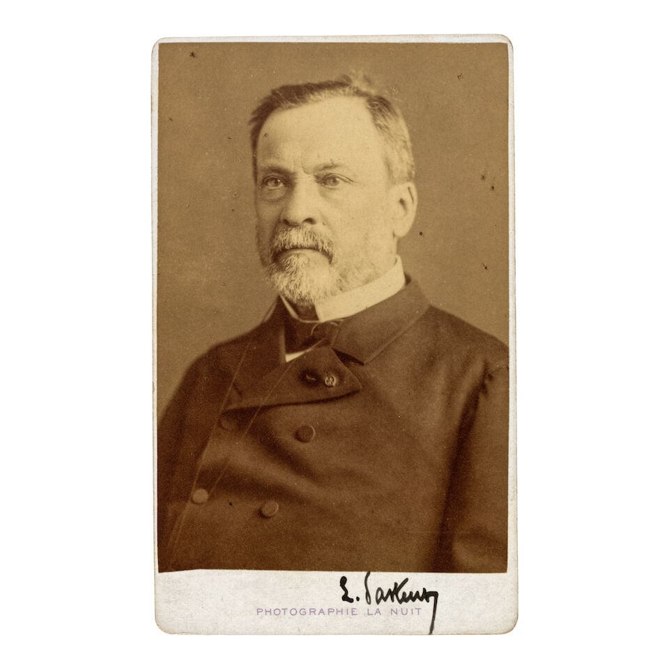 Portrait photograph signed by Pasteur. Pasteur, Louis. 1822-95. A[lphonse] Liébert. 1827-19...: Portrait photograph signed by Pasteur. Pasteur, Louis. 1822-95. A[lphonse] Liébert. 1827-1914. Portrait photograph signed by Pasteur. Paris, n.d. (1879 or later). (93 x 62 mm). Mounted on