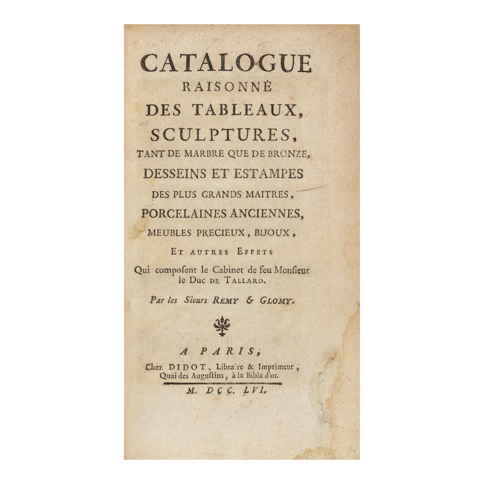 Priced with buyers noted... TALLARD (Marie-Joseph de). Catalogue raisonné des tableaux, scu... - 2