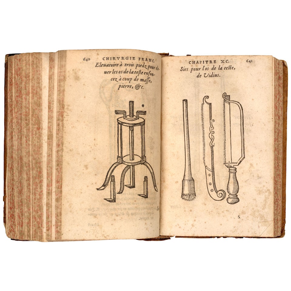 Important manual of Renaissance surgery annotated by the master surgeon Pierre Marchand. DALECHA... - 2