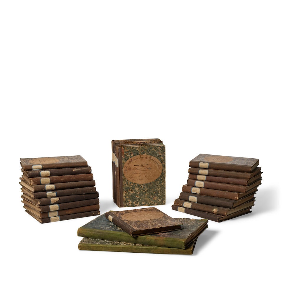 An exceptional archive. POITEVIN, ALPHONSE. (1819-82). Archive consisting of 24 autograph signed...: An exceptional archive. POITEVIN, ALPHONSE. (1819-82). Archive consisting of 24 autograph signed manuscript notebooks from Poitevin's student days at the École Centrale des Arts et Manufactures