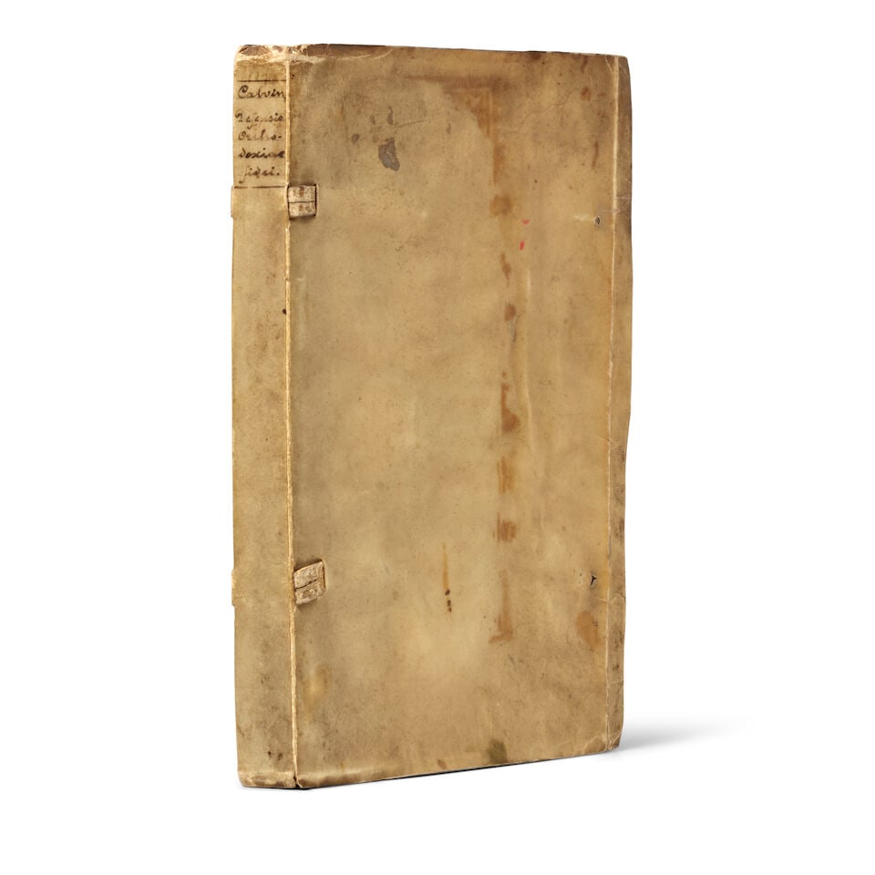 Founder of Calvinism. Servetus, Michael. 1511-53. Calvin, John. 1509-1564. Defensio orthodoxae f... - 2