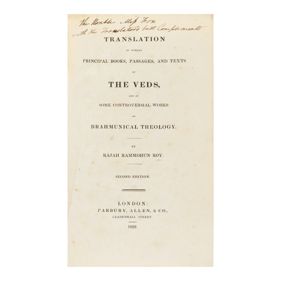 Arguments against widow self-immolation in India. ROY, RAJAH RAMMOHUN. (1772-1833). Translation ...: Arguments against widow self-immolation in India. ROY, RAJAH RAMMOHUN. (1772-1833). Translation of Several Principal Books, Passages, and Texts of the Veds, and of Some Controversial Works on Brahmuni