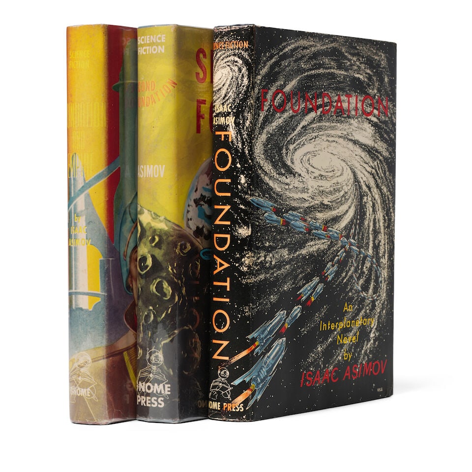 ASIMOV, ISAAC. 1920-1992. [The Foundation Trilogy]: Foundation. -- Foundation and Empire. -- Sec...: ASIMOV, ISAAC. 1920-1992. [The Foundation Trilogy]: Foundation. -- Foundation and Empire. -- Second Foundation. New York: Gnome Press, 1951, 1952, 1953. 3 works in 3 volumes, 8vo. Original