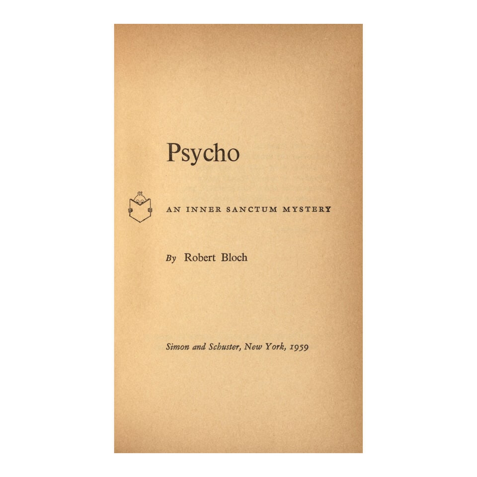 BLOCH, ROBERT. 1917-1994. Psycho. New York: Simon and Schuster, 1959. - 2