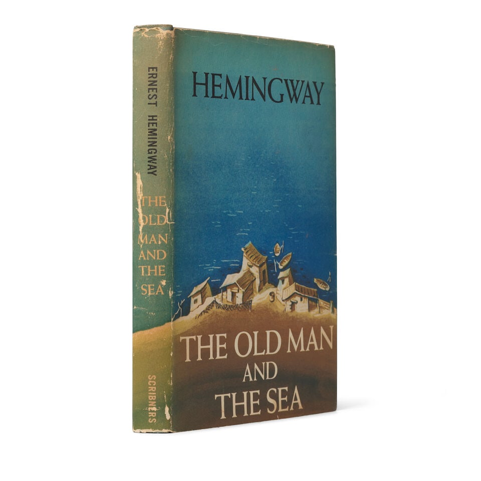 HEMINGWAY, ERNEST. 1899-1961. The Old Man and the Sea. New York: Charles Scribner's Sons, [1952].: HEMINGWAY, ERNEST. 1899-1961. The Old Man and the Sea. New York: Charles Scribner's Sons, [1952]. 8vo. Publisher's light blue cloth, spine lettered in silver, publisher' pictorial dust jacket. Spine