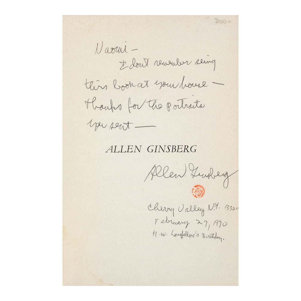 GINSBERG, ALLEN. A group of 6 inscribed first editions. - 6