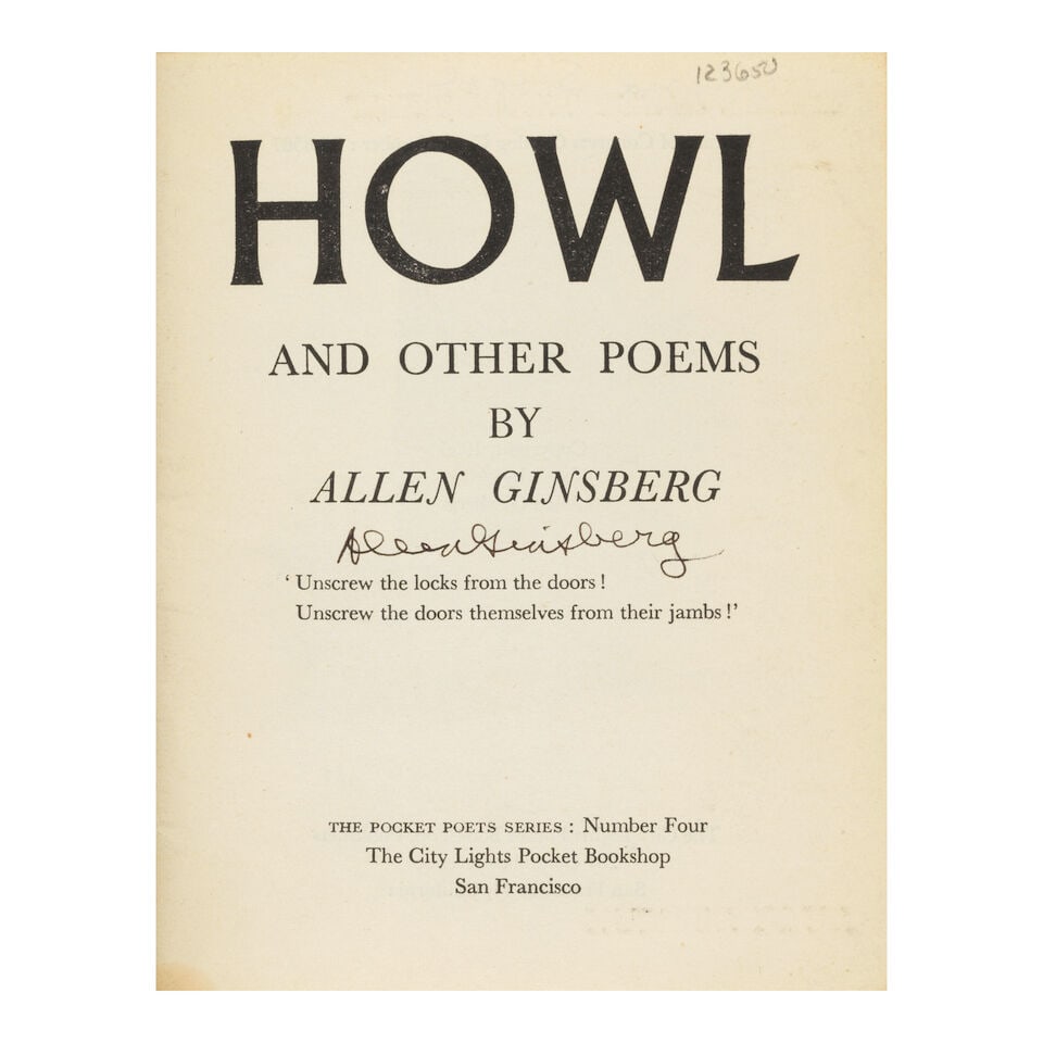 GINSBERG, ALLEN. 1926-1997. Howl and Other Poems. San Francisco: The City Lights Pocket Bookshop...: GINSBERG, ALLEN. 1926-1997. Howl and Other Poems. San Francisco: The City Lights Pocket Bookshop, [1956]. Square 12mo. Publisher's printed wrappers. Some soiling and light creasing to wrappers,