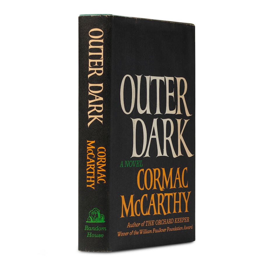 MCCARTHY, CORMAC. 1933-2023. Outer Dark. New York: Random House, [1968].: MCCARTHY, CORMAC. 1933-2023. Outer Dark. New York: Random House, [1968]. 8vo. Publisher's blue-cloth packed paper boards, spine lettered in blue and silver, front cover stamped in black, publisher's