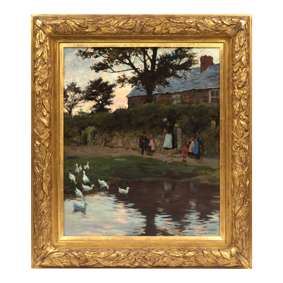 Stanhope Alexander Forbes, RA (British, 1857-1947) Sunday afternoon by the duck pond - 2