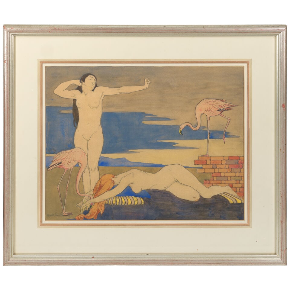 Rosalie Emslie (British, 1891-1977) Female nudes and flamingos - 2