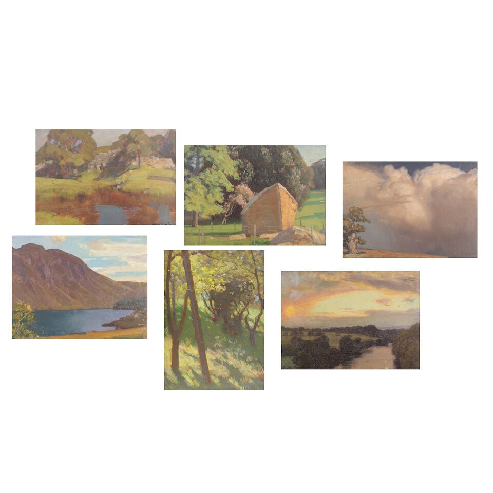Harold Speed (British, 1872-1957) Four landscape and cloud studies (Together with two studies by... (1 of 19)