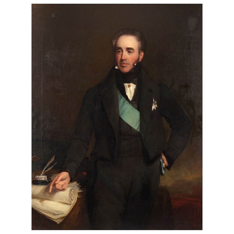 Frederick Richard Say (British, 1804-1868) Portrait of Robert Jocelyn (1788-1870), 3rd Earl of R...: Frederick Richard Say (British, 1804-1868) Portrait of Robert Jocelyn (1788-1870), 3rd Earl of Roden, with the Sash, Star and Badge of the Order of Saint Patrick inscribed and dated '1837' (lower left