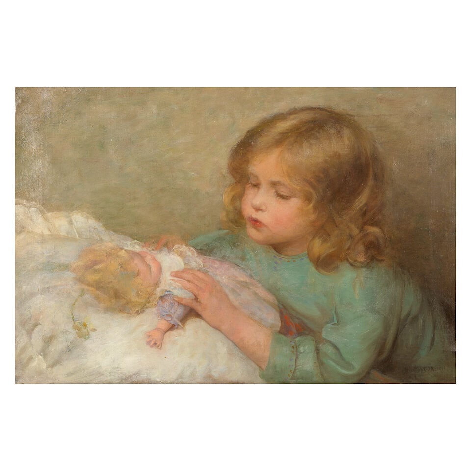 Sarah McGregor (British fl. 1869-1885) Little girl with her doll: Sarah McGregor (British fl. 1869-1885) Little girl with her doll signed and dated 'S.MCGREGOR. 1913' (lower right) oil on canvas 41 x 61cm (16 1/8 x 24in). For further information on this lot please v