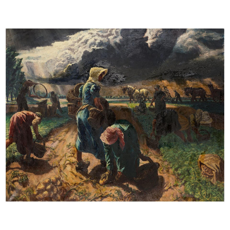 Christopher Perkins (British, 1891-1968) Lincolnshire potato harvest (1 of 3)
