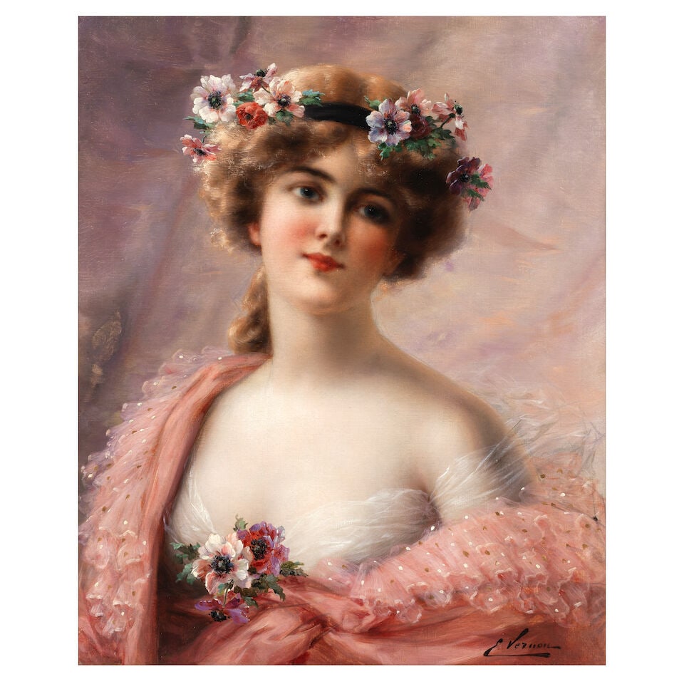 Emile Vernon (French, 1872-1919) A young beauty (1 of 3)