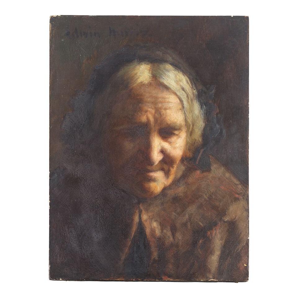 Edwin Harris, RBSA (British, 1855-1906) Portrait of an elderly woman unframed (1 of 2)