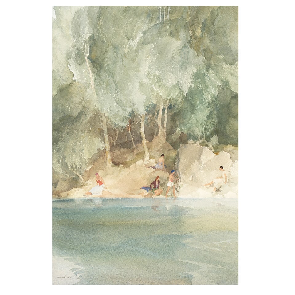 Sir William Russell Flint, RA, PRWS (British, 1880-1969) Forest pool, Languedoc: Sir William Russell Flint, RA, PRWS (British, 1880-1969) Forest pool, Languedoc signed 'W. RUSSELL FLINT' (lower left); further signed 'W.Russell Flint' (on the reverse) watercolour 54 x 37cm (21 1/4 