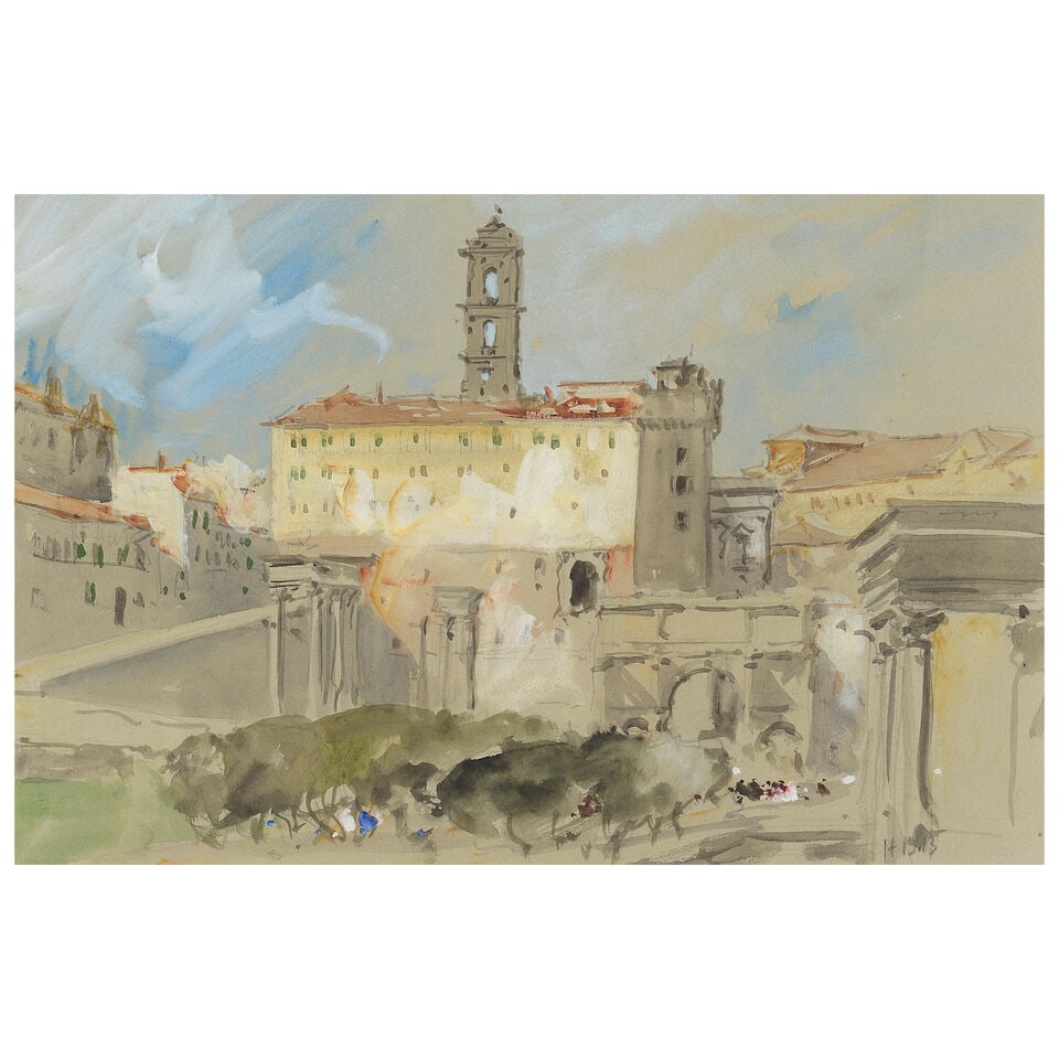 Hercules Brabazon Brabazon (British, 1821-1906) The Forum, Rome: Hercules Brabazon Brabazon (British, 1821-1906) The Forum, Rome signed with initials 'HBB' (lower right) watercolour over traces of pencil 23 x 33cm (9 1/16 x 13in). Footnotes: Provenance With Leger G