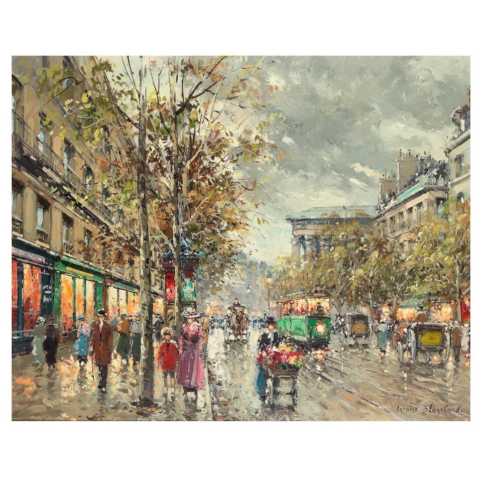Antoine Blanchard (French, 1910-1988) Boulevard de la Madeleine, Paris (1 of 3)